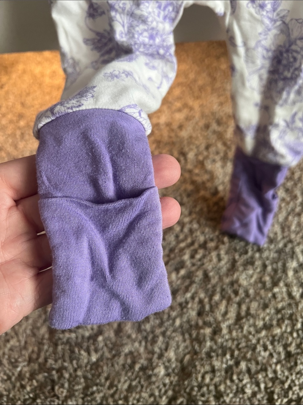 Ruffle Butts Lavender Floral Footed One-Piece Pajama - Picture 4 of 5